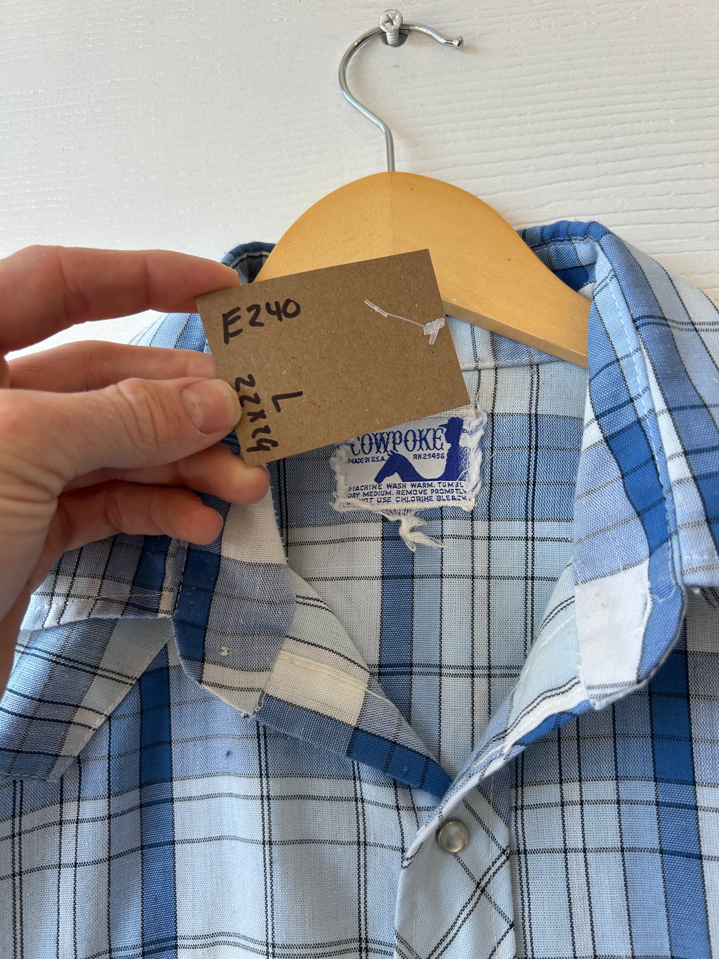 Pearl snap flannel tee - L