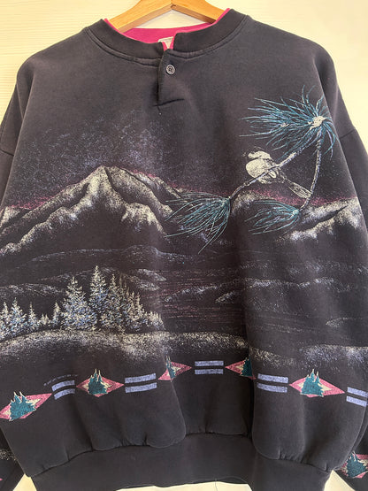 Vintage mountain AOP crewneck - M