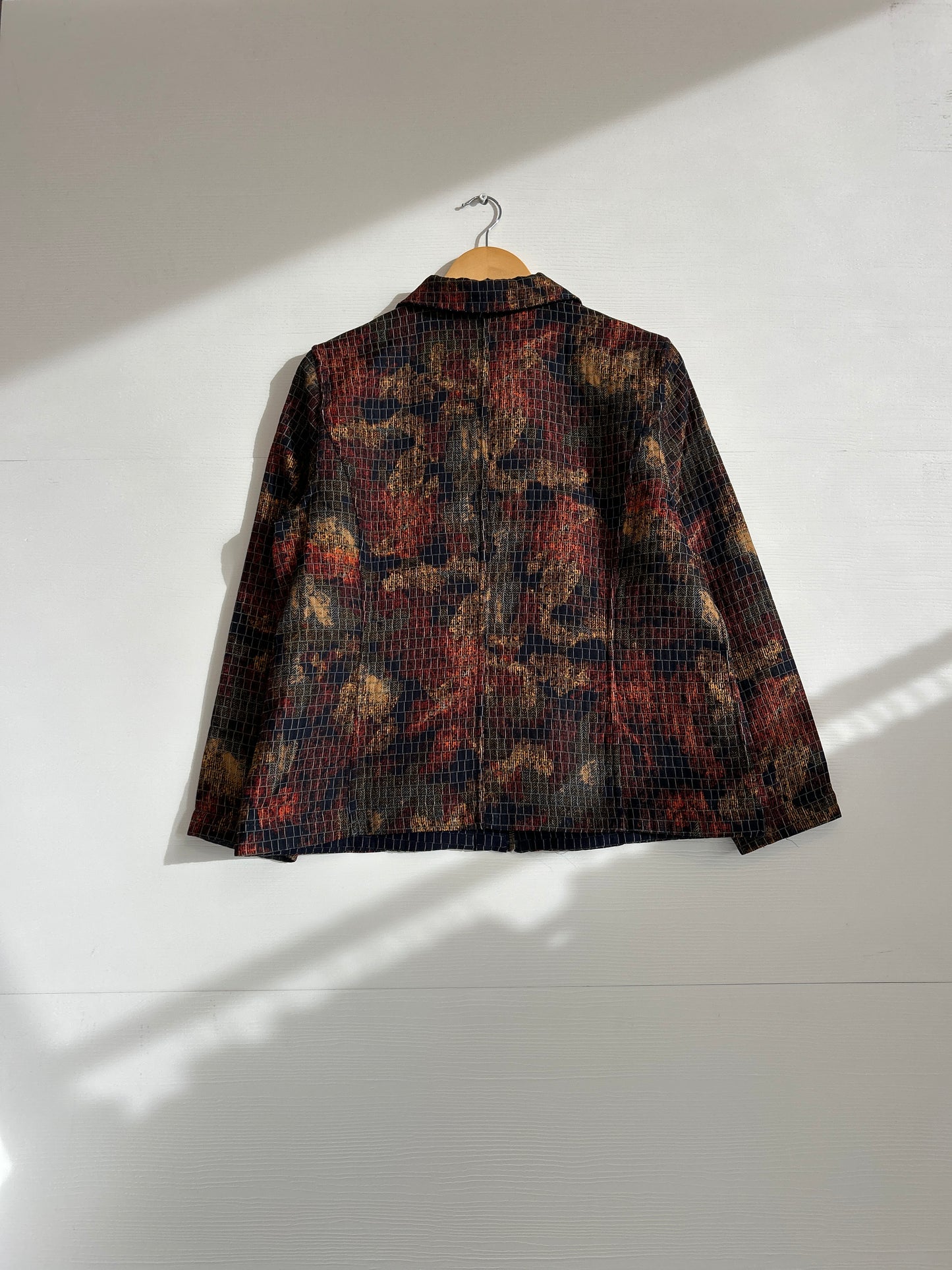 Cropped multi colored zip up reversible jacket