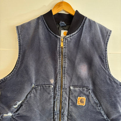 Vintage Distressed Navy Carhartt Work Vest - XL