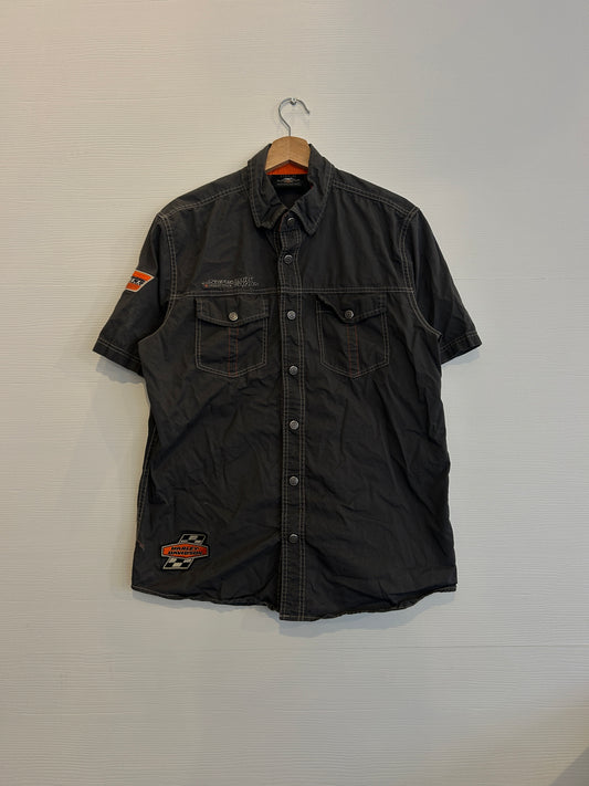 Y2K Harley screamin Eagle button up tee - M