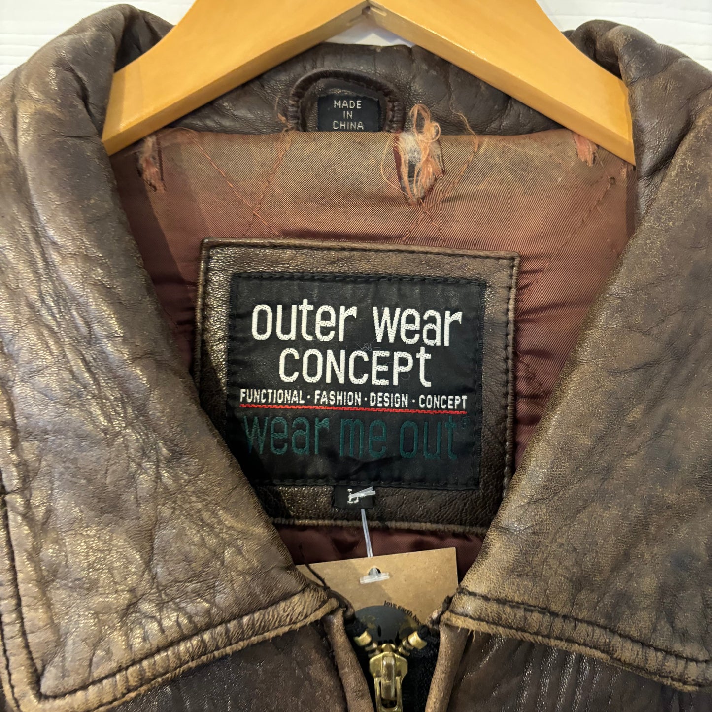 Vintage Outer Wear Concept Faded Leather Jacket - L