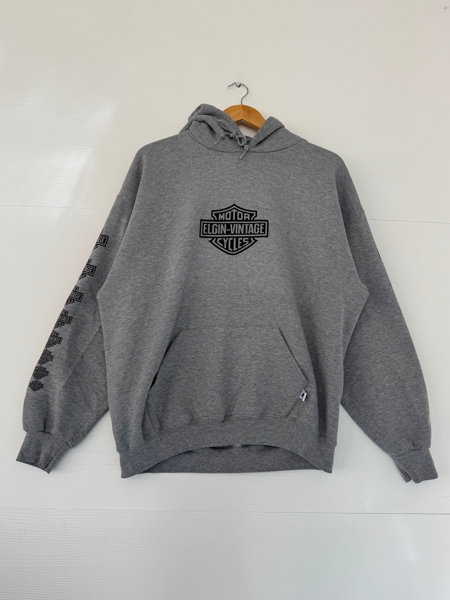 grey Russell Elgin Vintage x Harley Davidson hoodie w/ sleeve hits - XL