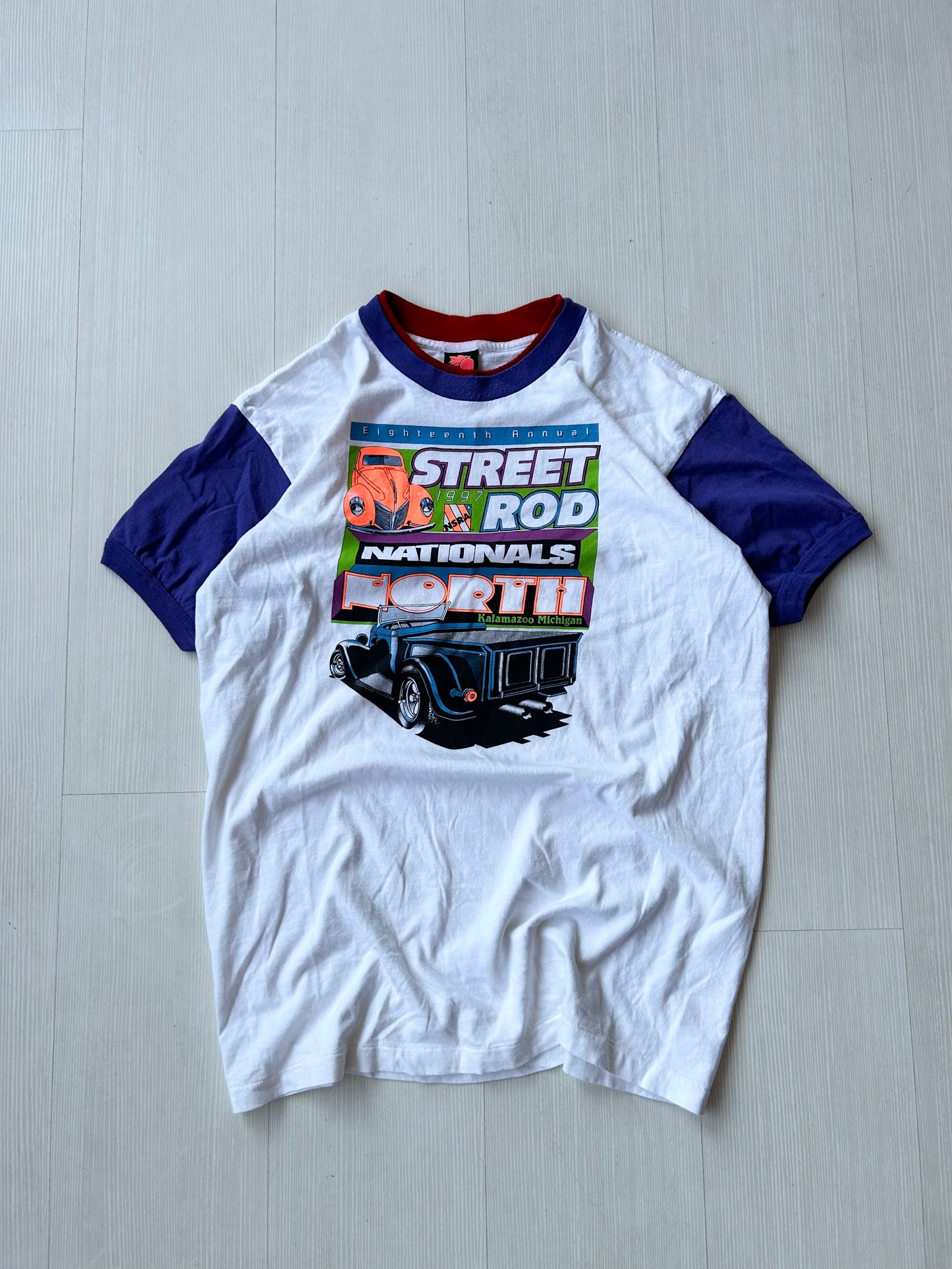 Vtg Color Block Street Rod Tee